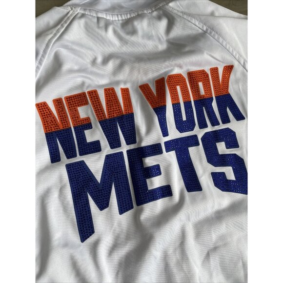 New York Mets‎ G-III Carl Banks Track Jacket Womens Full Zip Small Rhinestones - Picture 10 of 16